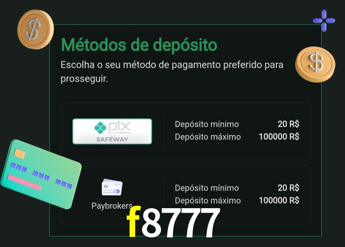 O cassino f8777 oferece uma grande variedade de métodos de pagamento